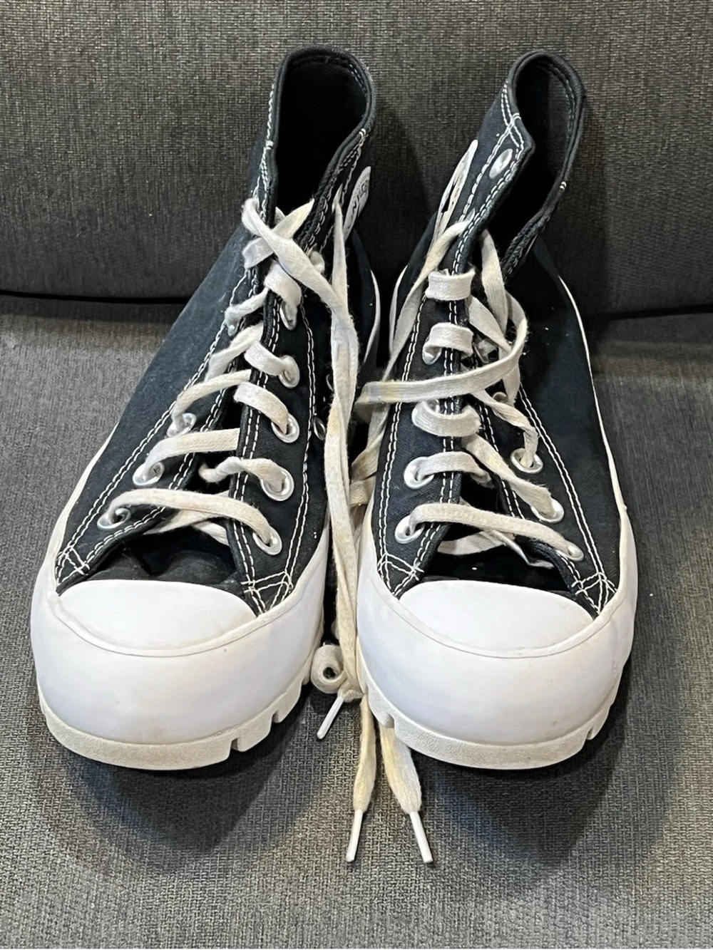 Converse All Star black  high top sneakers platform lugged size 6.5 - Picture 2 of 5